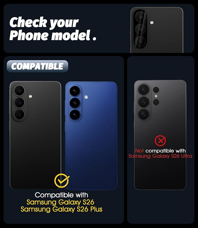Orzero (4 Pack) Camera Lens Protector Compatible for Samsung Galaxy S26/S26 Plus, Protector de Cámera Tempered Glass 9H Precise Camera Cutouts Anti-Scratch Does Not Affect Night Shots and Flash - Image 2