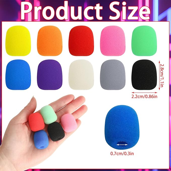 20 Pack Mini Headset Mic Foam Covers,Small Microphone Windscreens Headset for Noise Reducing Foam Protection Studio Recording Accessories Lapel and Lavalier Microphones - Image 2