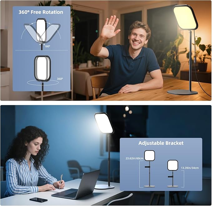 10in Zoom Lighting for Computer, Full-Screen LED Video Conference Light, Desk Ring Light with Stand and Phone Holder for Video Call, Webcam, Home Office, Podcast, Online Meeting, Live Streaming - Image 4