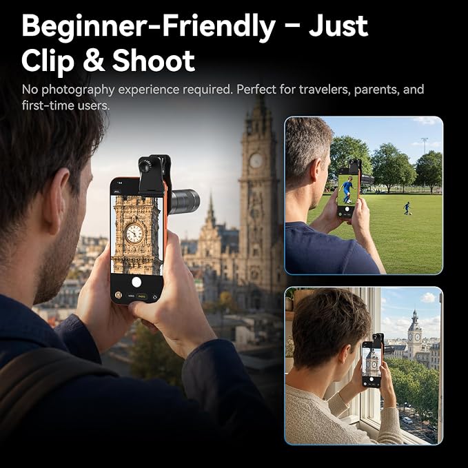 APEXEL 6X Telephoto Lens for iPhone – 144mm Equivalent, Universal Clip | for Samsung, Pixel and Android | for Travel, Street, and Everyday Creative Shots | 10-Glass Optics, Aluminum Build - Image 2