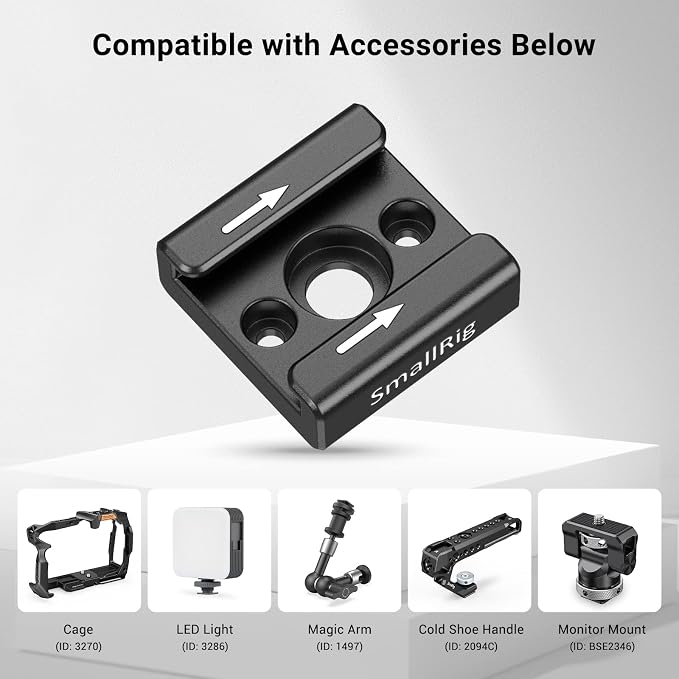 SmallRig Cold Shoe Mount (2pcs Pack) with 1/4"-20 Thread for Camera Cage Flash LED Monitor Microphone - 2060 | with 1/4"-20 Thread, for Camera Cage Flash LED Monitor Microphone - Image 5