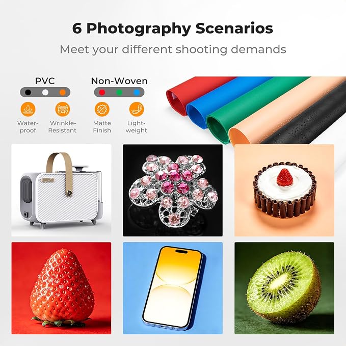 K&F CONCEPT Photo Studio Light Box 24"x24", CRI 97+ Photo Booth | Dimmable Portable Folding Shooting Tent with 2 5600K Light Panels & 6 Backdrops for Product Photography ZYRY06 - Image 4