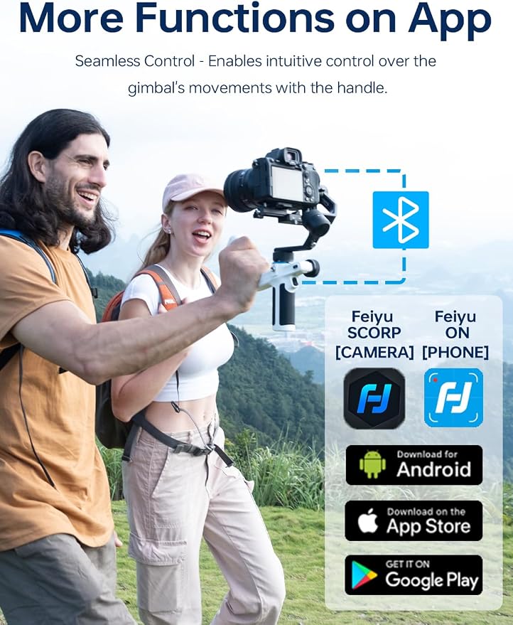 FeiyuTech SCORP Mini 2 Combo Camera Gimbal with Built-in AI Tracking | All-in-one 3-axis gimbal with gesture control, touchscreen and quick release for cameras, action cams and smartphones,White - Image 6
