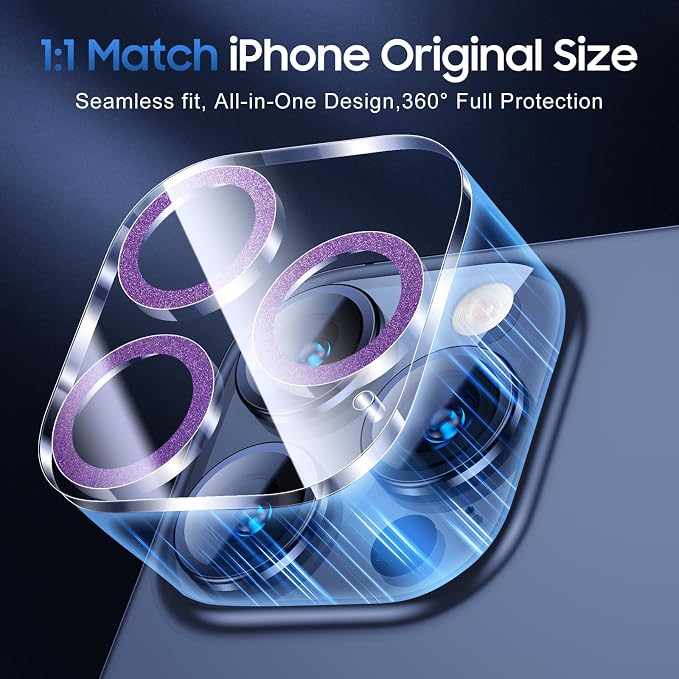 UniqueMe for iPhone 15 Pro/15 Pro Max Camera Lens Protector-Dark Purple | 3 Pack, Drop Protection, Case Friendly, 9H Tempered Glass, Camera Cover Screen, Update New Version - Image 5