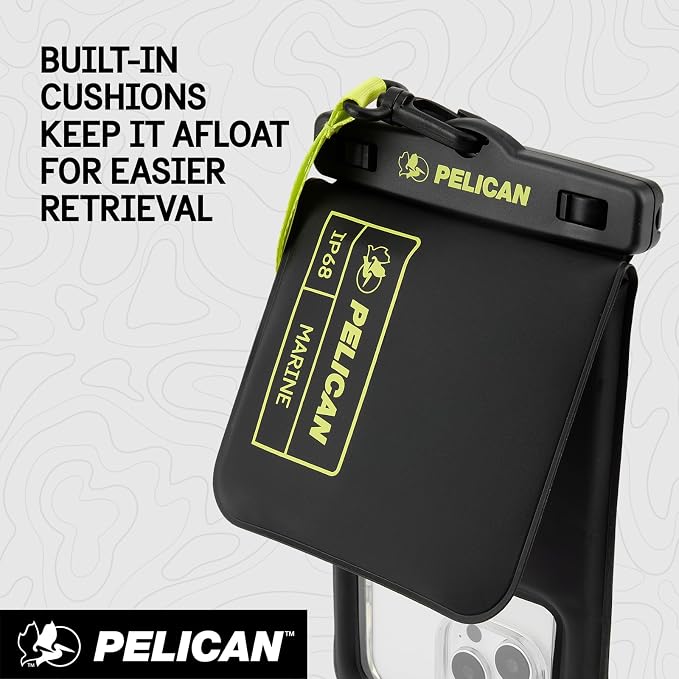 Pelican Marine Waterproof Phone Pouch w/Storage Pocket -Black/Hi-Vis Yellow | Large Touchscreen IP68 Floating Waterproof Phone Case w/Detachable Lanyard - Fits All Phones - Beach Cruise Travel Essentials - Image 7