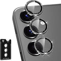 for Samsung Galaxy S24 FE Camera Lens Protector, Individual Metal Ring Tempered Glass Lens Cover, [Strong Adsorption] Scratch Resistant Ultra-Thin HD Clear Lens Cover, 1 Set-Black Sparkly by Btscase
