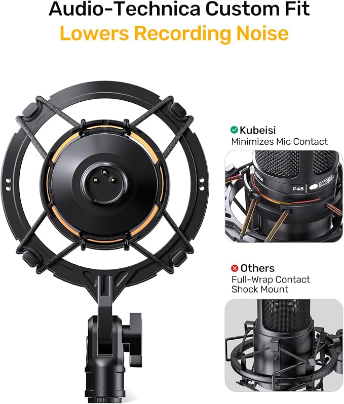 Custom Microphone Shock Mount with Metal Pop Filter for AT2020/2035 | Anti-vibration Suspension Shock Mount Mic Holder Clip, Metal Pop Filter for Audio-Technica AT2020USB, ATR2050, AT3035, AT3060 - Image 3