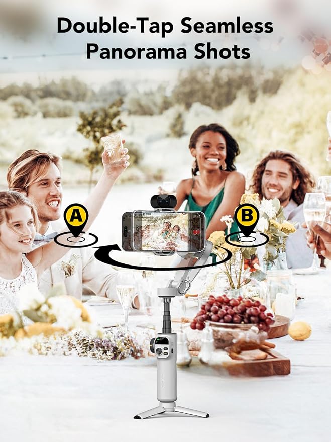 AOCHUAN Gimbal Stabilizer for Smartphone,NO APP Tracking,20CM Extension Rod,Face & Object Tracking stabilizer for iPhone & Android,3-Axis OLED Gimbal for Video Recording-AOCHUAN Smart X2AI Black - Image 5