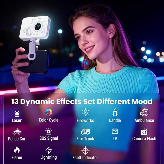 RGB Video Light, 100 LED Portable Camera Light, 360° Full Color Photography Lighting, 2700-7500K CRI 95+, 13 Light Modes for Phone, DSLR Video Recording, Vlog, YouTube Game Live Streaming - Image 3