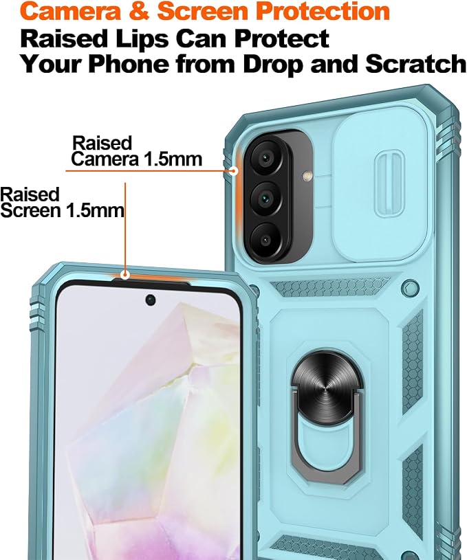Gritup for Samsung A36 Case: A36 Samsung Phone Case with 2*Screen Protector, Magnetic Stand & Slide Camera Cover, Shock Proof Military-Grade Funda para A 36 Cover, Green - Image 4