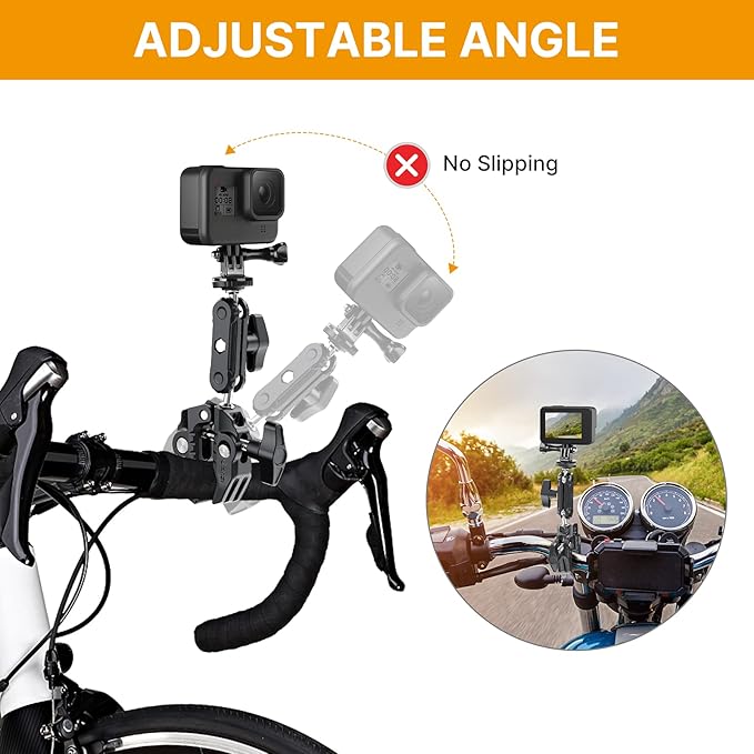 UURig R094 Super Clamp, Multi-Functional Camera C Clamp Mount | 1/4" Ball Head Monitor Mount 3/8" Hole Adjustable Video Shooting Compatible with DJI Pocket 3&4/Insta 360x5/Monitor/Light/Mic - Image 6