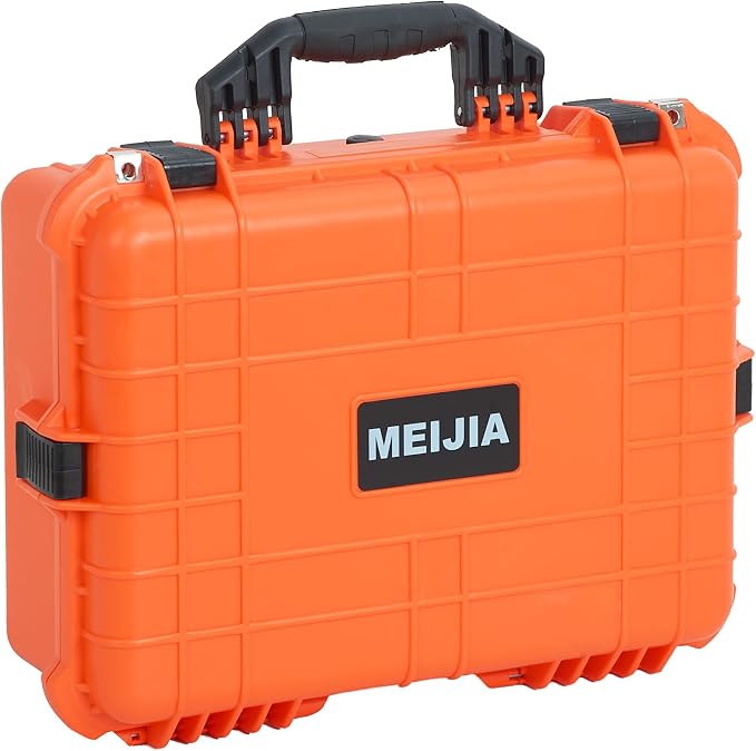 MEIJIA All Weather IP67 Waterproof Hard Camera Case,Hard Protective Case,Hard Case with Customizable Foam,Fit Use of Drones,Camera,Equipments,Pistols(Orange,19.78x15.77x7.41inches) - Image 8