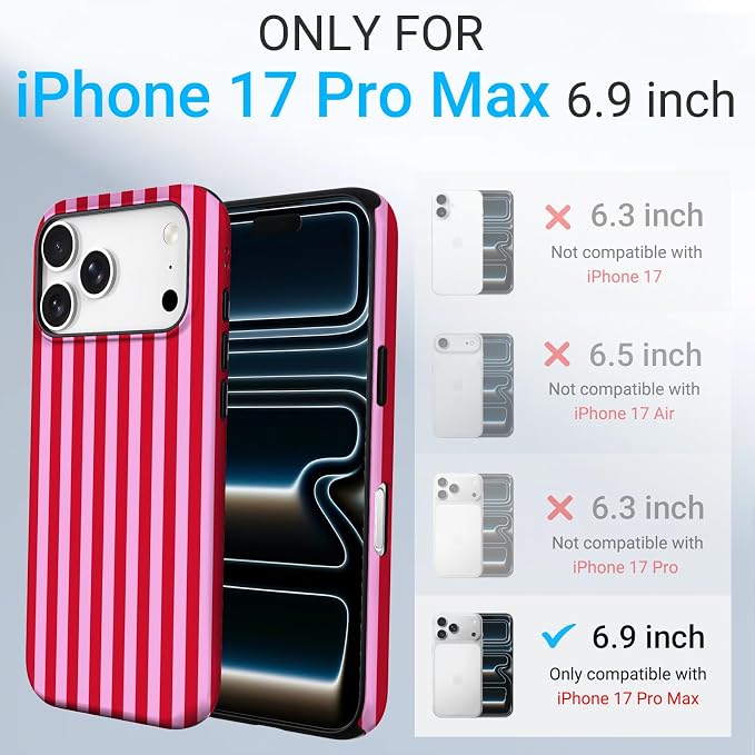 TPU Phone Case for iPhone 17 Pro Max, MagSafe Wireless Charging Compatible, Shockproof Slim Fit Protective Cover with Anti-Yellowing & Raised Camera Protection (Stripes 4, iPhone 17 Pro Max(6.9")) - Image 2