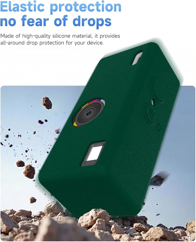 Silicone Case for Kodak CHARMERA Keychain Digital Blind Box accessories,Soft Silicone Protective Case,Comes with Screen Protectors and Wrist Strap -Dark green - Image 6