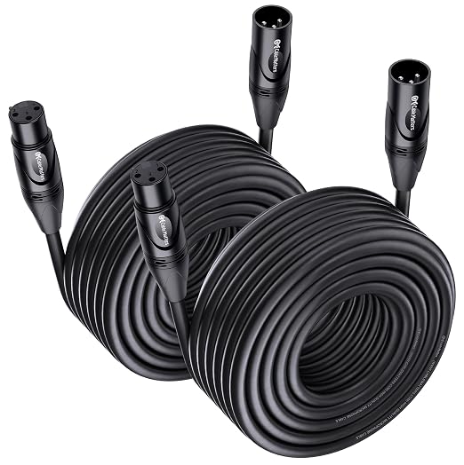 Cable Matters 2-Pack Premium XLR to XLR Cable, Microphone Cable, M-F, 50ft | Mic Cable, Male to Female, 21 AWG Oxygen-Free Copper (OFC), Black by CableMatters