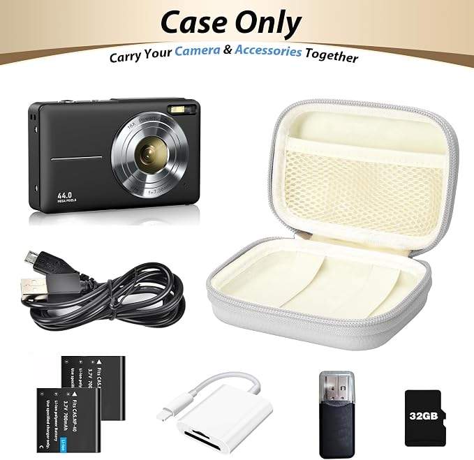 Digital Camera Case for KODAK PIXPRO FZ55/FZ45, Case Only, Grey | Fits CAMKORY DC403 and Canon PowerShot ELPH 360 HS Compact Digital Cameras, Small Hard Shell Camera Pouch with Mesh Pocket - Image 4