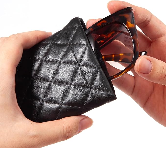 TRIUMPH VISION Eyeglass Case Glasses Case Soft Sunglass Pouch Sleeve 3 Pack | Slim Lightweight Alternative to Bulky Case, Leather Lined Protect Lens, Squeeze Easy to Use, Stylish Portable for Daily Use - Image 3