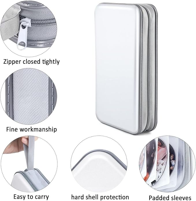 96‑Capacity Hard Plastic CD/DVD Binder for Car, Home & Travel | Zipper‑DVD Organizer, Scratch‑Resistant Sleeves Shield Discs From Dust & Damp; Stores Music, Video, Gaming & Blu‑ray Discs - Image 2