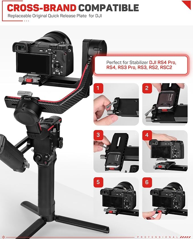 IFootage Q38-RS Quick Release Plate Camera Quick Release System | Compatible with DJI RS4 Pro RS4 RS3 Pro RS3 RS2 RSC2 Stabilizers, Tripods Monopods Sliders, Fast Installation and Swap - Image 2