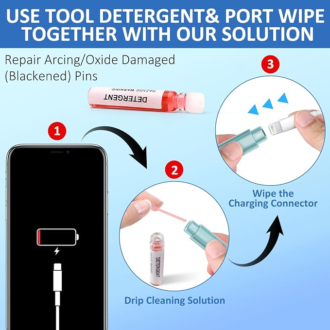 iPhone Cleaning Kit for Charging Port, Cleaner Kit for AirPod Phone, Mint | Multi-Tool, iPhone Cleaner, Repair Lightning Cable USB C Speaker Charger iPad Connector, Compact Portable, with Storage Case - Image 6