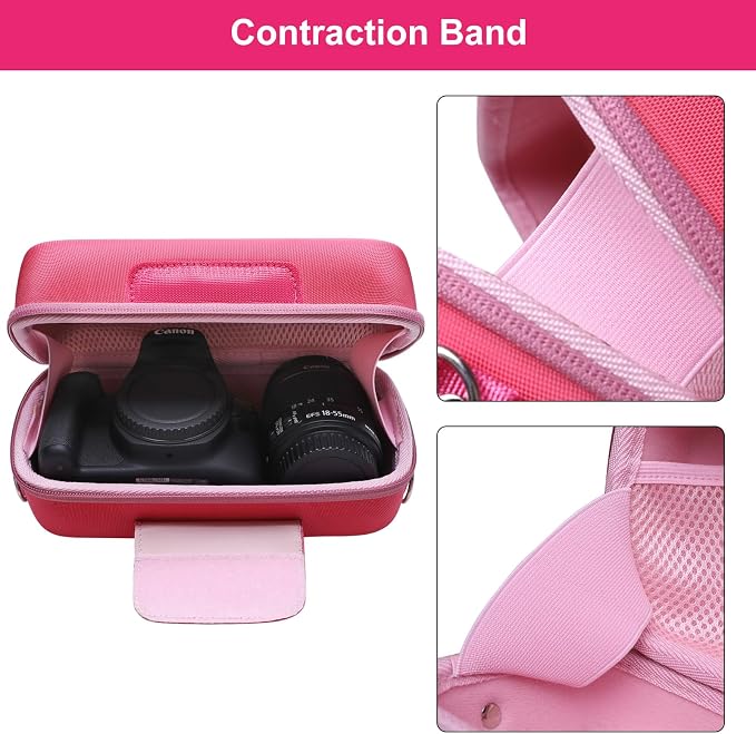 Case for Canon EOS Rebel T7/R50/R100 DSLR SLR Camera and 18-55mm Len Rosein | Hard Carrying Travel Case for Canon EOS Rebel T7/R50/R100/R50 V/T6/R8/R10/RP/SL3/R5/T100 DSLR SLR Camera and 18-55mm Len - Image 5
