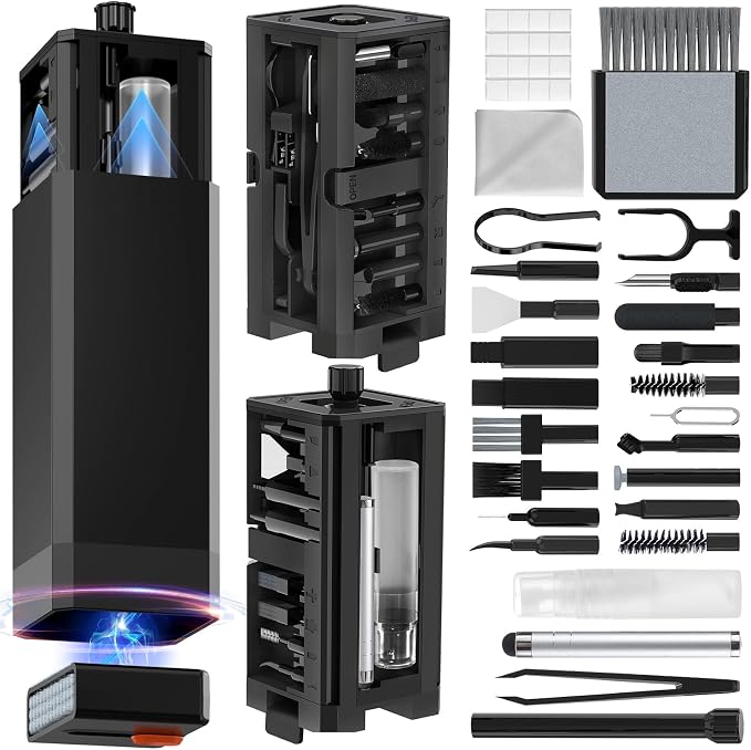 34-in-1 for iPhone Cleaning Kit, Sunoyar Airpods Cleaning Kit Multi-Functional, Laptop Cleaning Kit with Portable Storage Case for iPhone Charging Port USB C Cell Phone Android Keyboard Earbud Black by Unknown