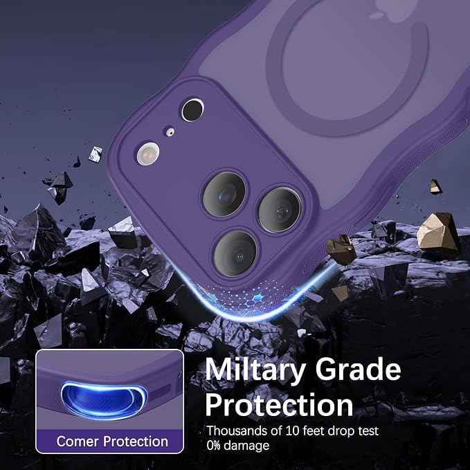 BENTOBEN Magnetic for iPhone 17 Pro Case, Cute Wavy Full Camera Protection [Compatible with MagSafe] Matte Anti-Slip Bumper Women Girls Boys Protective Cover for 17 Pro 6.3", Deep Purple - Image 4
