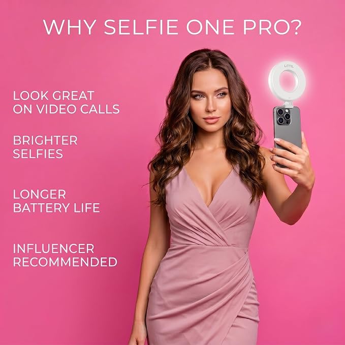 Selfie One Pro - Ring Light for Phone, iPhone, Android or Laptop | 3 Adjustable Light Modes | Rechargeable Batteries | Removeable Clip | Perfect for Beauty, Influencers, Creators - Image 4