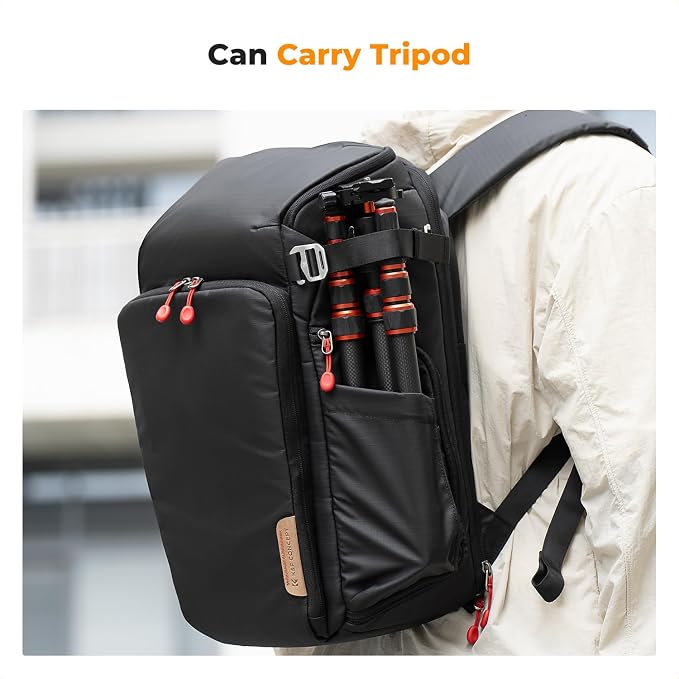 K&F CONCEPT Camera Backpack, 22L Expandable Camera Bag with Rain Cover | with Tripod Holder & 15.6in Laptop Compartment, Quick Access & Water Resistant for Canon/Nikon/Sony/DJI/DSLR Mirrorless, B06 - Image 6