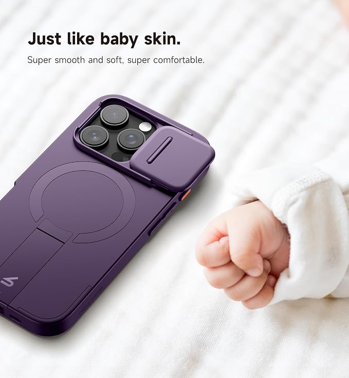 SURITCH for iPhone 16 Pro Case with Slide Camera Cover and Adjustable Kickstand, Compatible with MagSafe, Shockproof Bumper Case Slim Protective Cover for iPhone 16 Pro 6.3 Inch, Dark Purple - Image 7