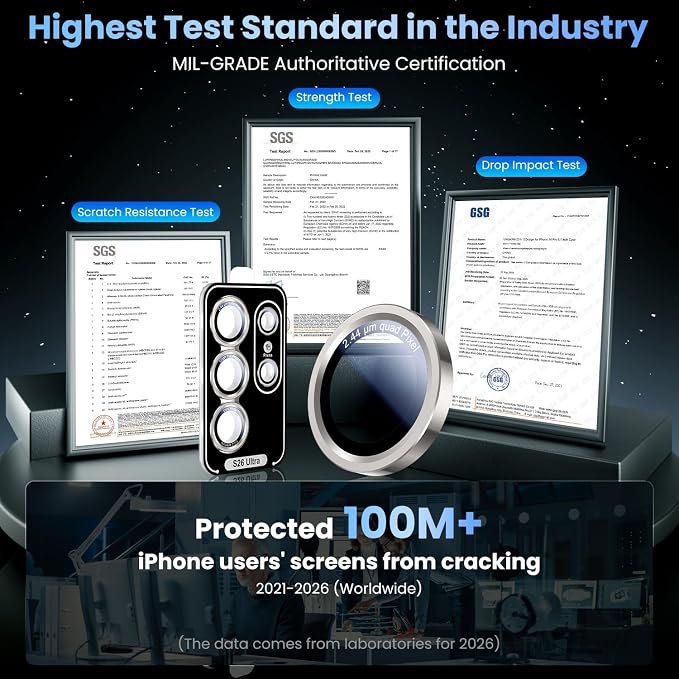 Uyiton for Samsung Galaxy S26 Ultra Camera Lens Protector, Unique Design | Case-Friendly, Ultra-Thin, Military-Grade Sapphire Glass with Aluminum Metal Rear Camera Screen Cover, Silver Shadow - Image 6