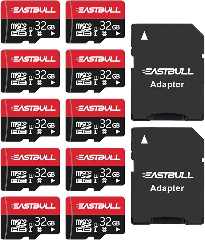 EASTBULL 32GB 10-Pack of Micro SD Card Class 10 UHS-I U1 SDHC SD Cards Pack | 90MB/s Full HD Video Memory Cards 32 G for Surveillance Security Cam, Camera (10 Units, 2 Adapters) - Image 7