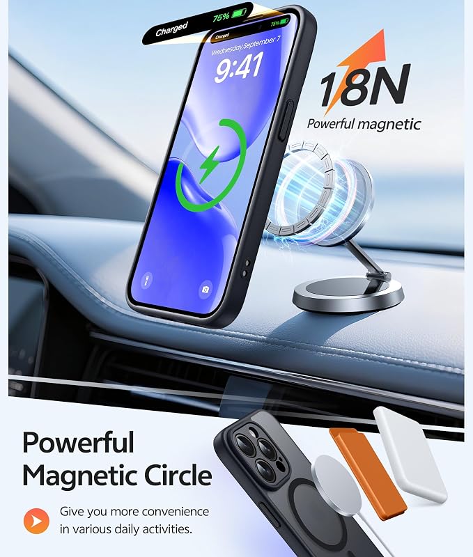 FNTCASE for iPhone 14 Pro Case, Compatible with Magsafe, Screen Protector | Full Camera Protection, Translucent Matte, 14FT Military Grade Drop Proof, Shockproof Protective Phone Cover, Black - Image 3