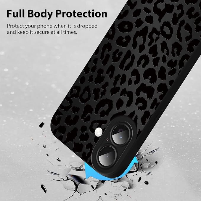Cute Black Cheetah Print Phone Case for iPhone 16 Plus 6.7" | Aesthetic Leopard Pattern Design Cover Full Camera Lens Protective Shockproof Soft Slim TPU Funda for Men Women Girls - Image 3