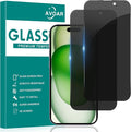 2 Pack Privacy Screen Protector for iPhone 15, 6.1 Inch | Tempered Glass Film, Full Screen, Anti-Spy, Bubble Free, Case Friendly by AVOAR