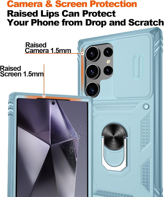 Gritup for S24 Ultra Phone Case: Phone Case Samsung S24 Ultra with Screen Protector*2 | Magnetic Stand & Slide Camera Cover | Shock Proof Military-Grade para GalaxyS24 Ultra Cover -Green - Image 5