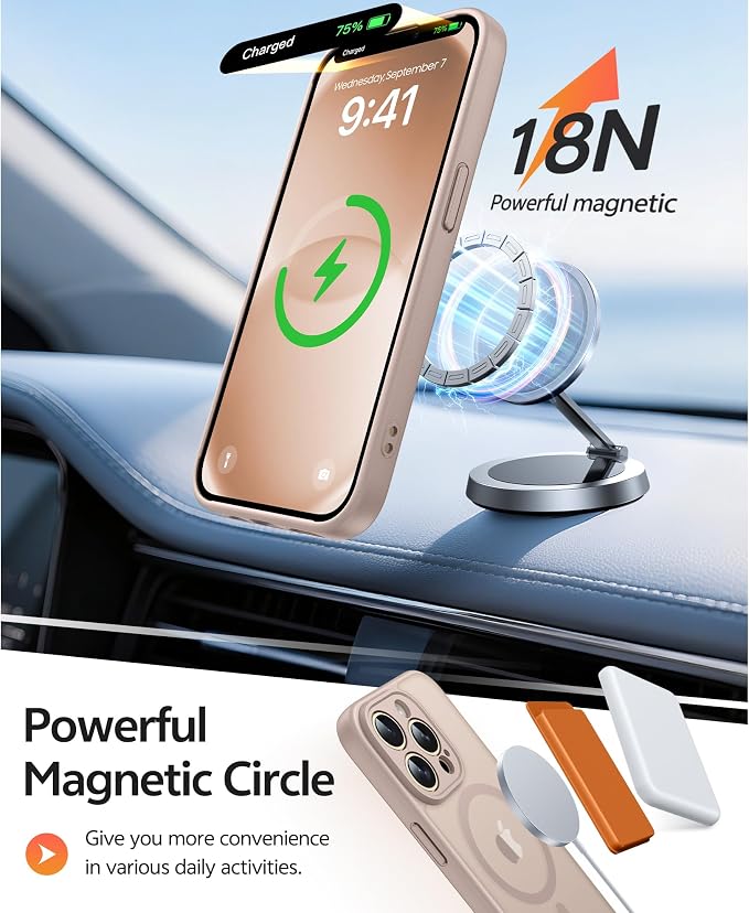 FNTCASE for iPhone 13 Pro Case, Fit for Magsafe, Screen Protector | Full Camera Protection, Translucent Matte, 14FT Military Grade Drop Proof, Shockproof Protective Phone Cover, Desert Gold - Image 3
