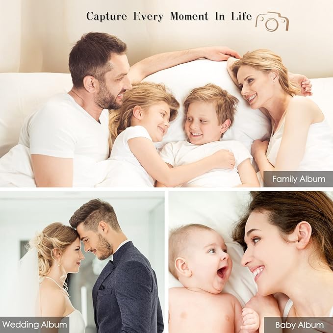 Spbapr Large Photo Album Self Adhesive Magnetic Scrapbook,DIY Scrapbook Album for 4x6 5x7 8x10 Picture,40 Pages Linen Cover Memory Book for Wedding Family Baby Pets, with Metallic Pen and Scraping - Image 6