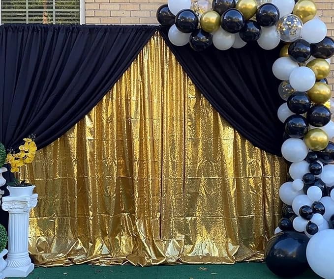 Poise3EHome Gold Sequin Backdrop Curtain, 10Ft x 10Ft Golden Glitter Photography Background Curtains, Sequence Backdrop Drapes for Party Festival Decor - Image 6