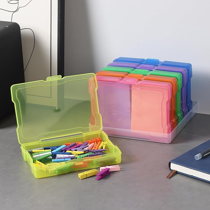 novelinks 6 Pcs 4"x6" Plastic Photo Storage Boxes with Tray (Color 2Pack) | Photo Organizers and Storage, Task Boxes for Special Education, Flash Card Holder, 4x6 Index Card Holder, Picture Boxes - Image 5