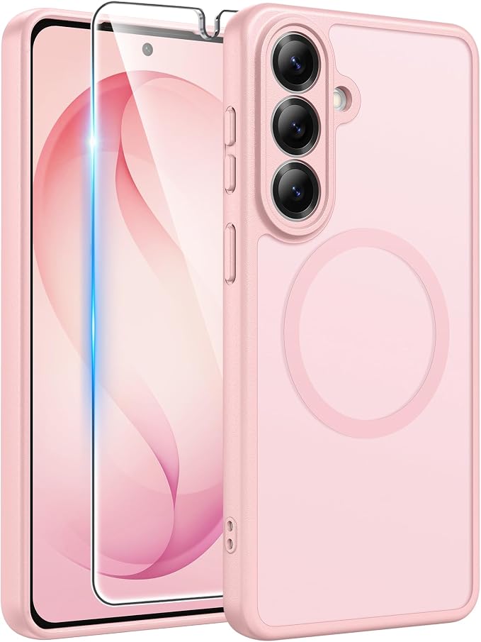FNTCASE for Samsung Galaxy S26 Case, Fit for Magsafe, with Screen Protector | Full Camera Protection, Translucent Matte, 14FT Military Grade Drop Proof, Shockproof Protective Phone Cover, Light Pink by FNTCASE