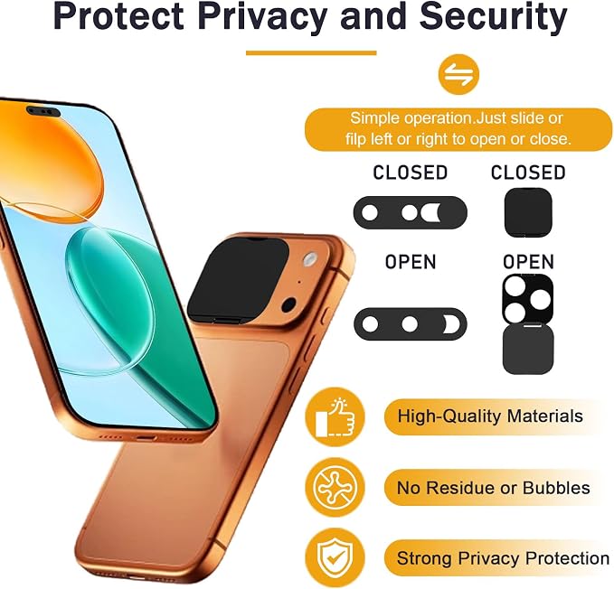 Privacy Cover, Camera Cover Compatible for iPhone 17 Pro/17 Pro Max | Protect Privacy and Security,Camera Lens Blocker Protect Security and Privacy-2Pack - Image 2