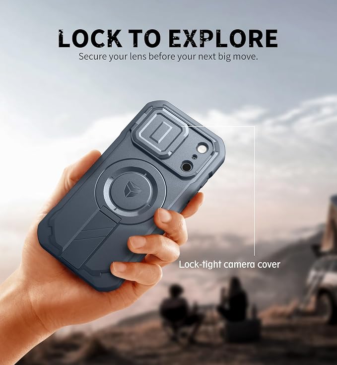 Dexnor for iPhone 17 Pro Case, [Built-in Flip Camera Cover & Camera Control Cover & Kickstand], Compatible with MagSafe, Heavy-Duty Rugged Shockproof Magnetic Phone Cover, 6.3 inch Navy Blue - Image 4