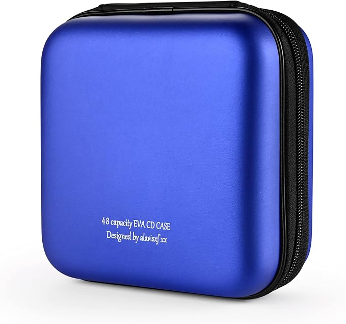 alavisxf xx CD Case, 48 Capacity Protective Zipper Disc Wallet for Car | EVA Shock-resistant, Lightweight Portable, DVD Blu-ray Storage Organizer, Scratch-Resistant Sleeves, for Home Office Travel by alavisxfxx