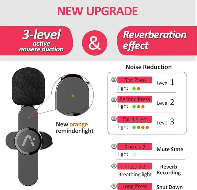 Wireless Clip Mic, Wireless Lavalier Microphones, Lapel Clip-on Microphone, for iPhone 15, Smartphone, Laptop, Video Recording, Tiktok, Facebook Live, YouTube Live Stream - Image 7