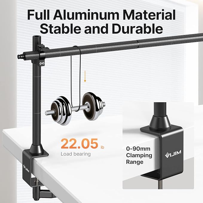 JUSMO LS15 Pro Camera Desk Mount, Aluminum Overhead Camera Mount Rig | DIY Length Height, 22lb Load, Aluminum, Multi-Device Expandable for DSLR Phone Light Microphone Streaming Studio Video - Image 2