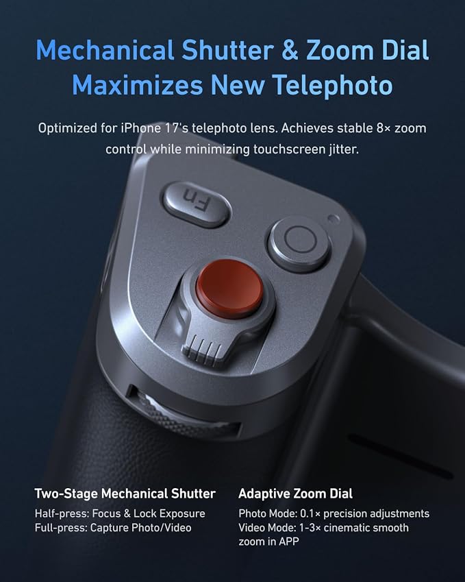 TELESIN Master Grip with C03 Selfie Light Universal for iPhone/MagSafe | Magnetic Phone Camera Grip Creator Kit Built 3200mAh Battery Wireless Charging -【Graphene Case Only For iPhone 17 Pro Max】 - Image 7