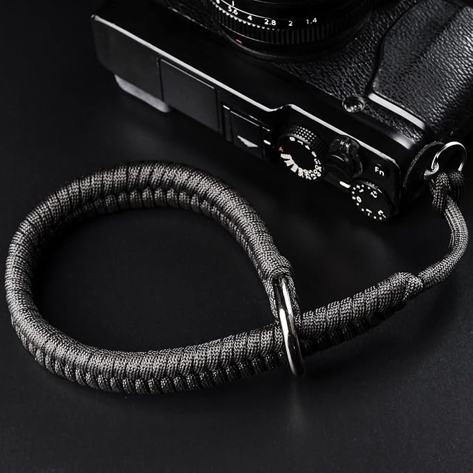 Paracord Camera Wrist Strap Lanyard-Quick Release for DSLR Mirrorless Black | Adjustable wrist size,High-strength paracord material, lightweight 1.16oz, secure metal clasp,Fits Canon Nikon Sony Fuji by QiangNi