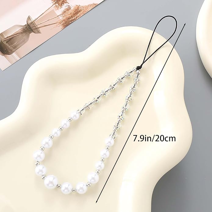Beaded Phone Charm Lanyard Strap Girly Style Fixed Beads Pearl Lanyards - Image 3