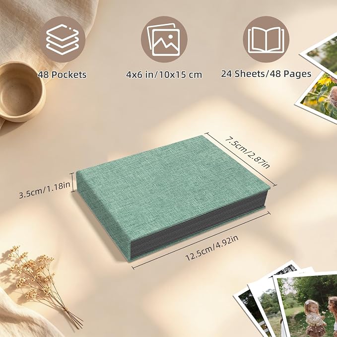 Popotop Photo Album 4x6 48 Pockets for Wedding Gifts,Linen Hardcover Picture Albums for Family Anniversary Baby Vacation Pictures - Image 3